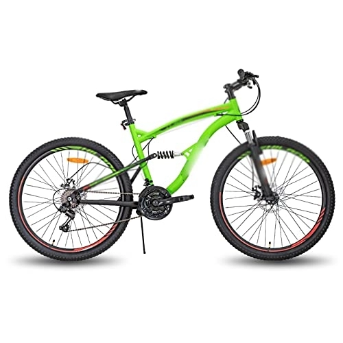 Mountain Bike : LANAZU Bicicletta da 26 pollici con telaio in acciaio MTB 21 velocità per mountain bike, doppio freno a disco (Green 26 inch)