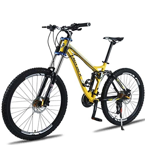 Mountain Bike : LDDLDG Mountain Bike 26" leggero telaio in lega di alluminio 24 / 27 velocità freno anteriore a disco (colore: giallo, dimensioni: 24 velocità)