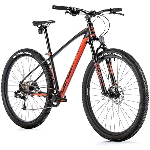 Mountain Bike : Leader Fox Sonora - Freni a disco in alluminio, 29", 8 marce, nero / arancione, 46 cm