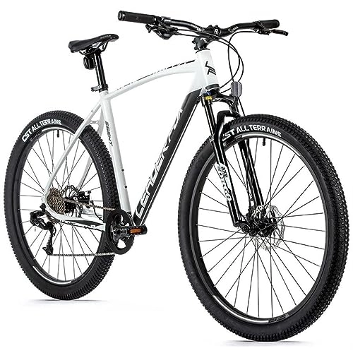 Mountain Bike : Leaderfox Esent MTB, mountain bike, 29 pollici, 8 marce, disco per bicicletta, bianco, Rh41 cm