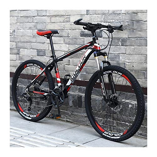 Mountain Bike : LHQ-HQ Mountain Bike 26 Pollici Alluminio Leggero 27 velocità, Ruota A Raggi, per Donne, Adolescenti, Adulti, Black And Red