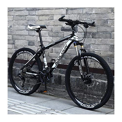 Mountain Bike : LHQ-HQ Mountain Bike 26 Pollici Alluminio Leggero 27 velocità, Ruota A Raggi, per Donne, Adolescenti, Adulti, Black And White