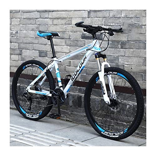 Mountain Bike : LHQ-HQ Mountain Bike 26 Pollici Alluminio Leggero 27 velocità, Ruota A Raggi, per Donne, Adolescenti, Adulti, Blue And White