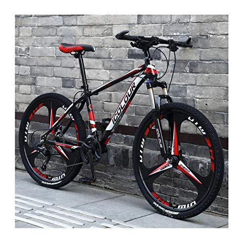 Mountain Bike : LHQ-HQ Mountain Bike 26 Pollici Alluminio Leggero 27 velocità, Tre Coltelli Una Ruota, per Adulti, Donne, Adolescenti, Black Red