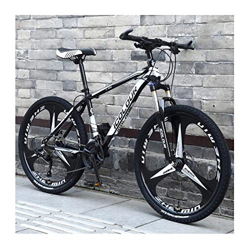 Mountain Bike : LHQ-HQ Mountain Bike 26 Pollici in Alluminio Leggero 24 velocità, Tre Coltelli Una Ruota, per Adulti, Donne, Adolescenti, Black And White