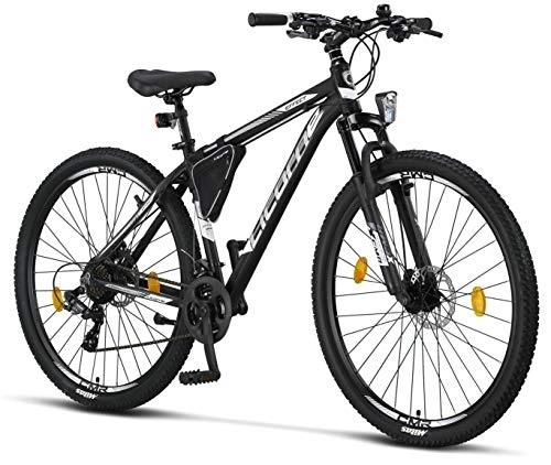 Mountain Bike : Licorne - Mountain Bike Premium per Bambini, Bambine, Uomini e Donne, con Cambio 21 Marce, Uomo, Nero / Bianco (2 Freni a Disco), 29 Inches