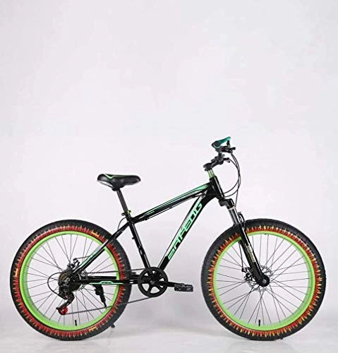 Mountain Bike : LUO Bici Mountain Mountain bike da uomo con pneumatici grassi per adulti, bicicletta da neve con doppio freno a disco da spiaggia, bici da crociera con telaio in acciaio ad alto tenore di carbonio, r