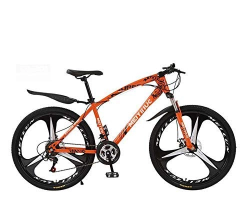 Mountain Bike : LUO Mountain Bike Bicicletta per adulti, telaio in acciaio ad alto tenore di carbonio, mountain bike per tutti i terreni Hardtail, nero, 26 pollici 27 velocit, arancia