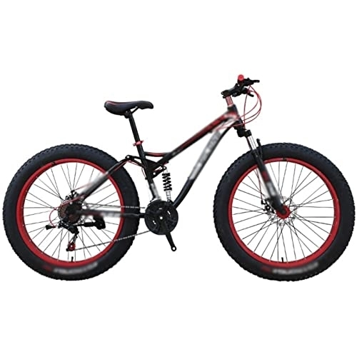 Mountain Bike : Mens Bicycle Adult Outdoor Riding Double Shock-Absorbing Big Thick Wheel Bicycle 4.0 Ultra-Wide Snowmobile Beach Off-Road Mountain Bike (Color : Black-Red)