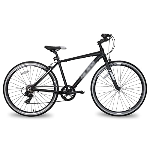 Mountain Bike : Mens Bicycle Hybrid Bike with drivetrain 7 Speed for Commuter Bike City Bike (Color : Green) (Black)