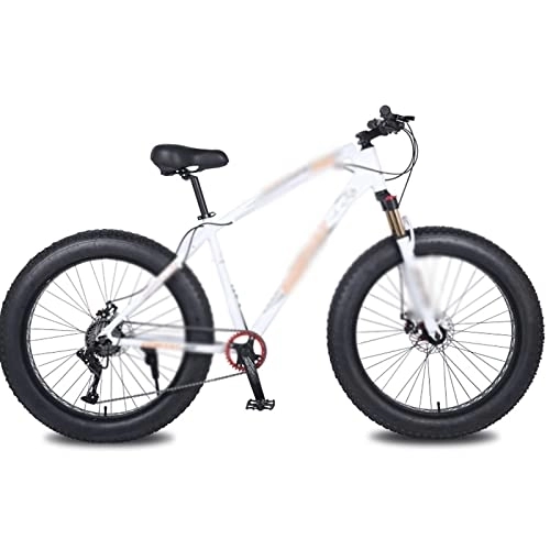 Mountain Bike : Mens Bicycle Snow Bike Aluminum Alloy Rame 10Speed Fat Beach Bicycle Lock The Front Fork Mechanical Disc Brake (Color : Black red) (White orange)