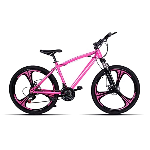 Mountain Bike : MHbyhks Mountain Bike 700C 21 Velocità Dual Disc Brake Bike (ruote a 3 razze) (rosa)