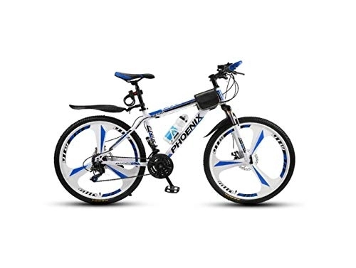 Mountain Bike : MOLVUS Mountain Bike Unisex Mountain Bike 21 / 24 / 27 velocità Telaio in acciaio ad alto tenore di carbonio da 66 pollici Ruote a 3 razze con freni a disco e forcella sospesa, blu, 21 velocità