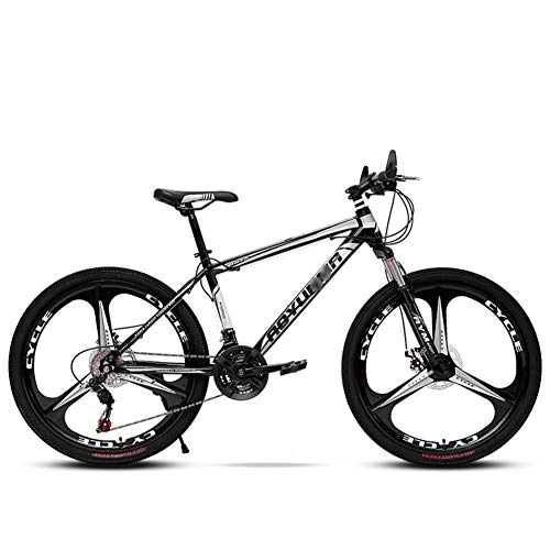 Mountain Bike : Mountain Bike 26 pollici, 21 / 24 / 27 / 30 velocit con doppio freno a disco, MTB adulto in acciaio ad alto tenore di carbonio, bicicletta hardtail con sedile regolabile ( Color : D1 , Size : 24 SPEED )