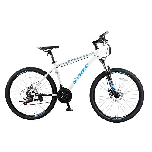 Mountain Bike : Mountain bike 26 pollici, bici da uomo in lega di alluminio ammortizzato, fuoristrada a 21 velocità, sospensione per mountain bike con sospensione completa, freno a disco, forcella ammortizzata (blu)