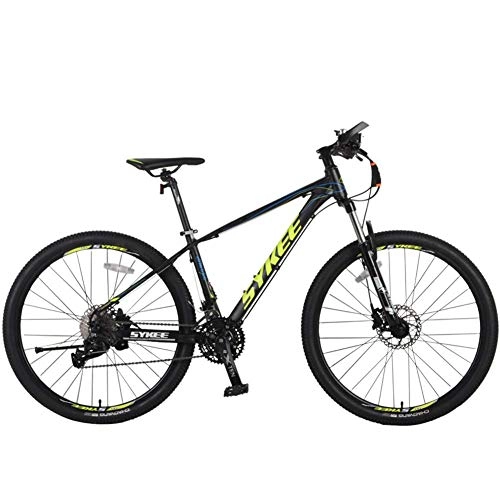 Mountain Bike : Mountain Bike, 30Speed Ruote da 27.5 Pollici per Bicicletta per Adulti, Telaio in Lega di Alluminio Scorrevole con Sospensione Anteriore Mountain Bike (Giallo)