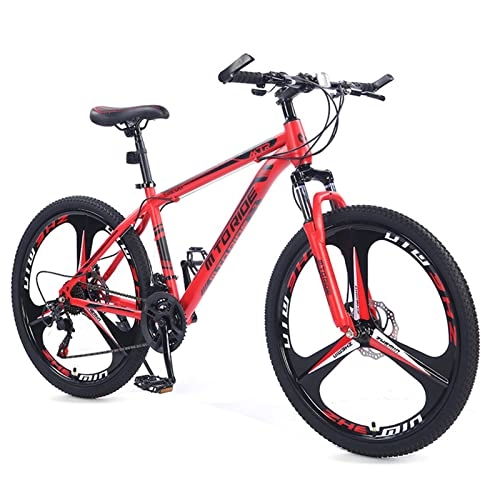 Mountain Bike : Mountain Bike a Sospensione Integrale Bici in Acciaio ad Alta Carbonio, Meccanico Dual Disc-Freni a Disco-Assorbimento Ammortizzatore Adulti Adulti Bicicletta MTB, 2 Red