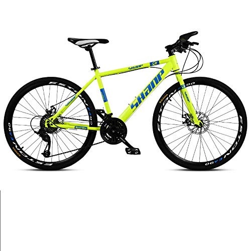 Mountain Bike : Mountain Bike a velocit variabile Ammortizzatore per Adulti Ultraleggera Bici da Strada per Studenti Uomini e Donne 26 Pollici-Giallo Fluorescente_27 velocit