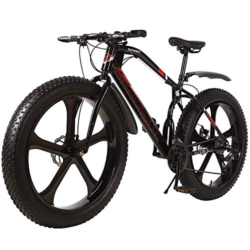 Mountain Bike : Mountain bike, bici pieghevole unisex 26 pollici 21 / 24 / 27 Velocità Fat Tire Mountain Cruiser della bici della bicicletta Beach Bicicletta giro Cyclette sedile regolabile MTB alto tenore di carbonio-te