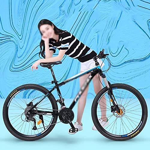 Mountain Bike : Mountain Bike Bicicletta MTB Freni A Disco Mountain Bike 26 / 27.5 Pollici Ruote, Telaio in Lega da 17 Pollici, 21 velocità per Uomo Donna Adulto E Adolescenti(Size:26 in, Color:Blu)