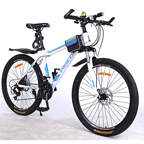 Mountain Bike : Mountain Bike Bicycle Bicicletta Bici Delle donne degli uomini Ravine Bike sospensione anteriore 26" Mountain biciclette con doppio disco freno 21 velocità, acciaio al carbonio Telaio ( Color : Blue )