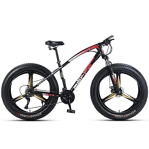 Mountain Bike : Mountain bike con ruote spesse 26 * 4, 0 pollici, bici da trail mountain per pneumatici per adulti, bicicletta a velocità 7 / 21 / 24 / 27 / 30, telaio in acciaio ad alto tenore di carbonio, bicicletta con fre
