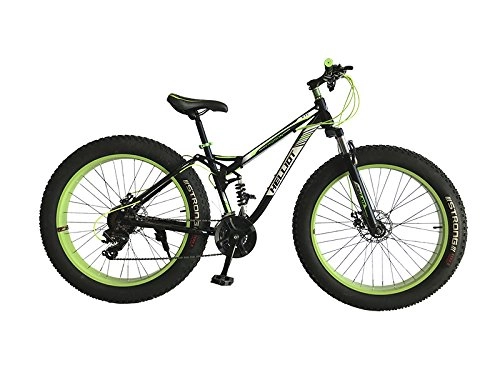 Mountain Bike : Mountain bike, fatbike, hardtail, Shimano, sospensioni, ammortizzatore posteriore, fat, extreme (verde)