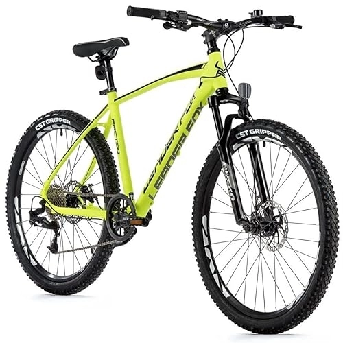 Mountain Bike : Mountain bike Leader Fox Factor da 26 pollici, freno a disco RH36 cm, giallo fluo