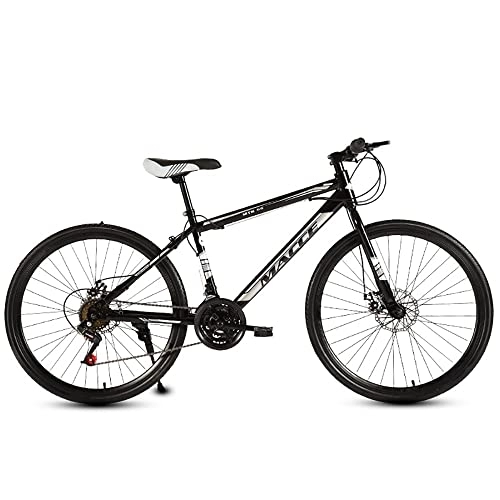 Mountain Bike : Mountain bike per adulti da 24 / 26 pollici, mountain bike da 21 / 24 / 27 velocità con telaio in acciaio ad alto tenore di carbonio e doppio freno a disco, forcella anteriore ammortizzante antiscivolo con