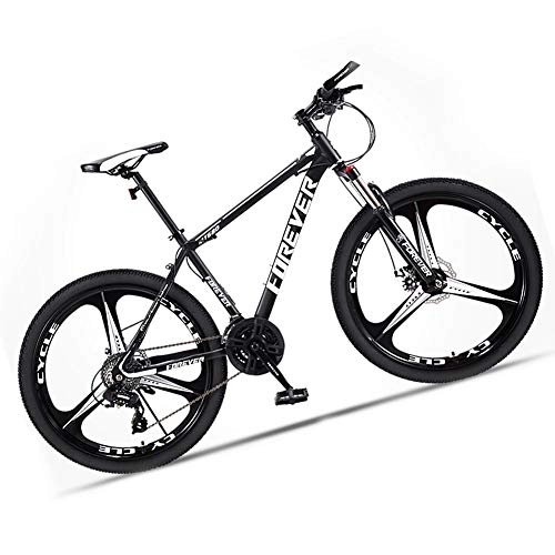 Mountain Bike : Mountain bike per adulti, da uomo, in acciaio ad alto carbonio, velocità per bicicletta downhill, con sospensione anteriore e freno a disco meccanico, colore nero, 24 velocità, 27, 5 pollici