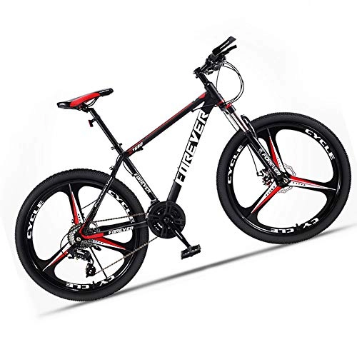 Mountain Bike : Mountain bike per adulti, in acciaio ad alto carbonio, velocità di discesa, MTB con sospensione anteriore e freno a disco meccanico, rosso, 24 velocità, 27, 5 pollici