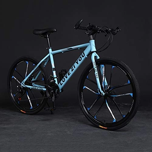 Mountain Bike : Mountain bike per adulti, Outroad in acciaio ad alto contenuto di carbonio, bicicletta a 21 velocità, sospensione completa, MTB, doppio freno, bergrad, D-26", 24 marce