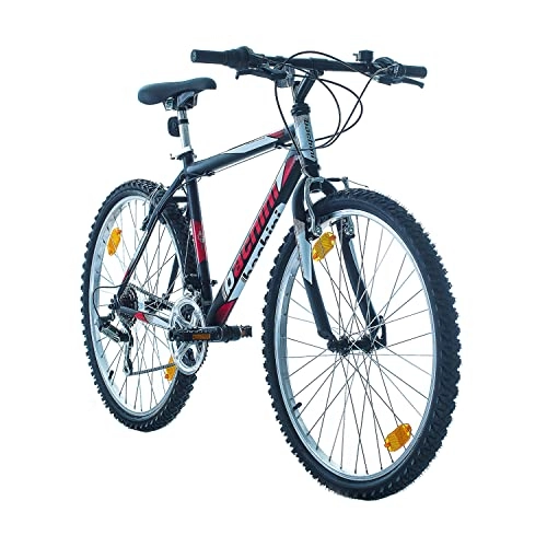 Mountain Bike : Multibrand PROBIKE 26"pollici, Bicicletta Montanbike Uomo, Hardtail Cornice, 18 velocità, Shimano Nero-Gloss (Nero Rosso Lucido)