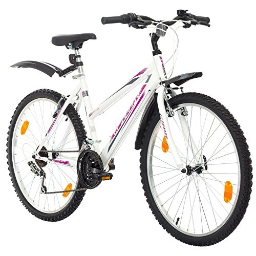 Mountain Bike : Multibrand, PROBIKE 6th Sense, 460mm, 26 Pollici, Mountain Bike, 18 velocit, Anteriore e Posteriore Set parafango, per Le Donne, Bianco-Rosa