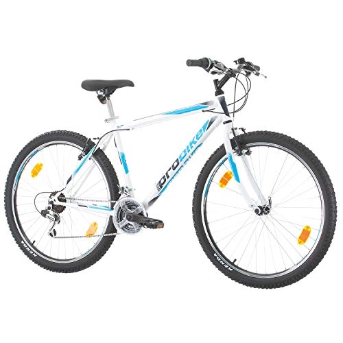 Mountain Bike : Multibrand, PROBIKE PRO 27, 27.5 Pollici, 483mm, Mountain Bike, Unisex, 21 velocità Shimano (Bianco / Grigio-Verde + Parafango)