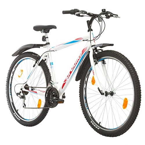 Mountain Bike : Multibrand, PROBIKE PRO 27, 27.5 Pollici, 483mm, Mountain Bike, Unisex, 21 velocità Shimano (Bianco / Rosso-Blu + Parafango)