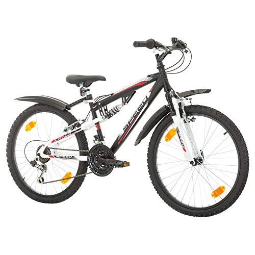 Mountain Bike : Multibrand, PROBIKE Speed 24, 24 Pollici, 330mm, FSP Mountain Bike, 18 velocità, Unisex, Nero (Nero, 24 Pollici)