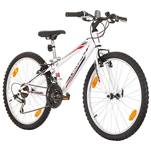 Mountain Bike : Multibrand, PROBIKE Tempo, 24 Pollici, 279mm, Mountain Bike, 18 velocità, Unisex, Parafango Anteriore + Posteriore, Bianco Lucido (Bianco)