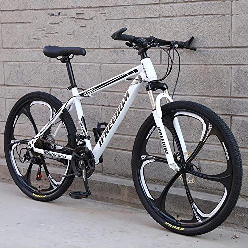 Mountain Bike : N / AO Mountain Trail Bike Bicicletta per Cambio per Adulti Bicicletta Alto Tenore di Carbonio 21 Ruote con Ruote Integrate da 26 Pollici-Bianco e Nero