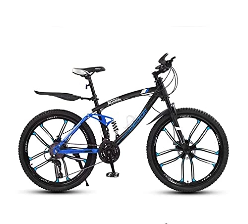 Mountain Bike : N&I Adult Mountain Bike High-Carbon Steel Snow Bikes Student Double Disc Brake City Bicycle 24 inch Magnesium Alloy Integrated Wheels A 30 Speed C 27 Speed