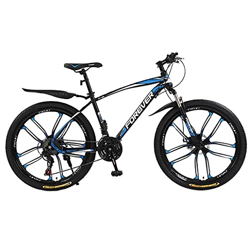Mountain Bike : N&I Bike Adult Mens Variable Speed Mountain Bike Double Disc Brake City Road Bicycle Trail High-Carbon Steel Snow Bikes 24 inch Mountain Bicycles C 21 Speed A 21 Speed