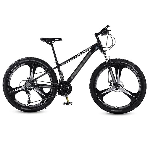 Mountain Bike : NYASAA Mountain bike da uomo e da donna, telaio in alluminio, forcella ammortizzata, freni a doppio disco meccanici, per gite, sport (black 26)
