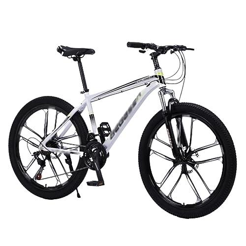 Mountain Bike : NYASAA Mountain bike per uomo e donna per adulti, doppio assorbimento degli urti e sedile ergonomico Freni a doppio disco meccanici per sport all'aria aperta (white 24 inch x27 speed)