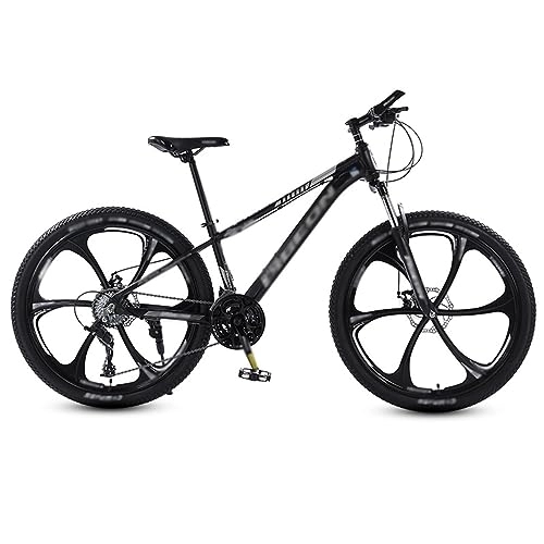 Mountain Bike : NYASAA Mountain bike per uomo e donna per adulti, telaio in acciaio ad alto tenore di carbonio con freno a doppio disco meccanico antiscivolo, adatto per uscire (black 26)