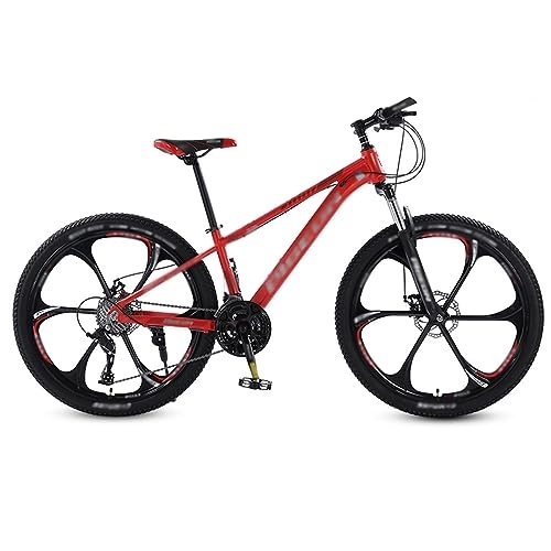 Mountain Bike : NYASAA Mountain bike per uomo e donna per adulti, telaio in acciaio ad alto tenore di carbonio con freno a doppio disco meccanico antiscivolo, adatto per uscire (red 26)