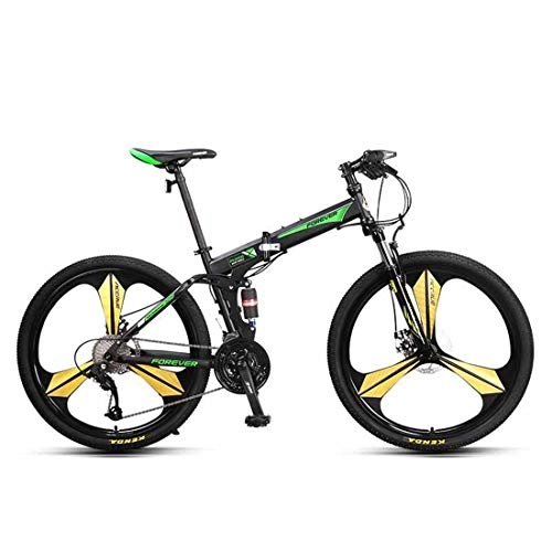 Mountain Bike : Pieghevole Bicicletta 27 velocit Mountain Bike con Doppio Assorbimento degli Urti 26 inch Citybike per Adulti Bici, Green