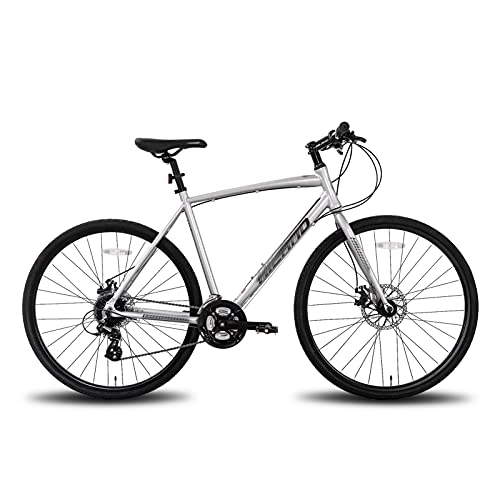 Mountain Bike : QILIYING Cruiser Bike 3 colori 24 velocità 700C ordinaria forcella anteriore e posteriore freni a disco Jianda pneumatico telaio in alluminio bici strada bicicletta (colore : argento, dimensioni: 24)