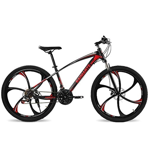Mountain Bike : Qinmo Mountain Bike Anteriore della Bicicletta e Freni a Disco Posteriori Bicicletta 21 velocit 24 e 26 Pollici con Ammortizzante Andare in Bicicletta (Color : Red 6 Knife Wheel, Size : 24inch)