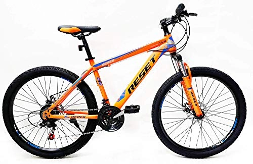 Mountain Bike : Reset Bicicletta Mountain Bike MTB Ragazzo 26" 21V Front Suspension Arancio Fluo e Blu