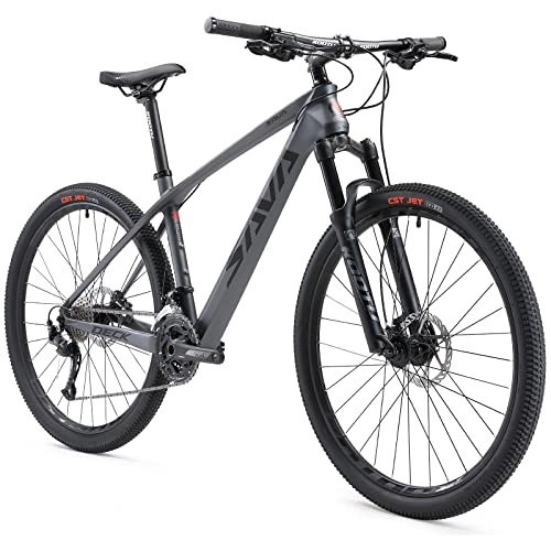 Mountain Bike : SAVADECK DECK2.0 Mountain bike in fibra di carbonio, MTB 26 " / 27, 5" / 29 "Bicicletta da montagna con coda rigida completa a 27 velocità con gruppo M2000 (Nero grigio, 27.5 * 19)